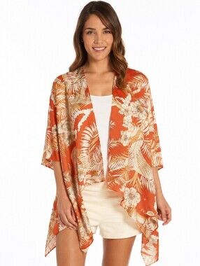 Simply Noelle Tropical Floral Kimono Wrap Cover Up – One Size – NWT